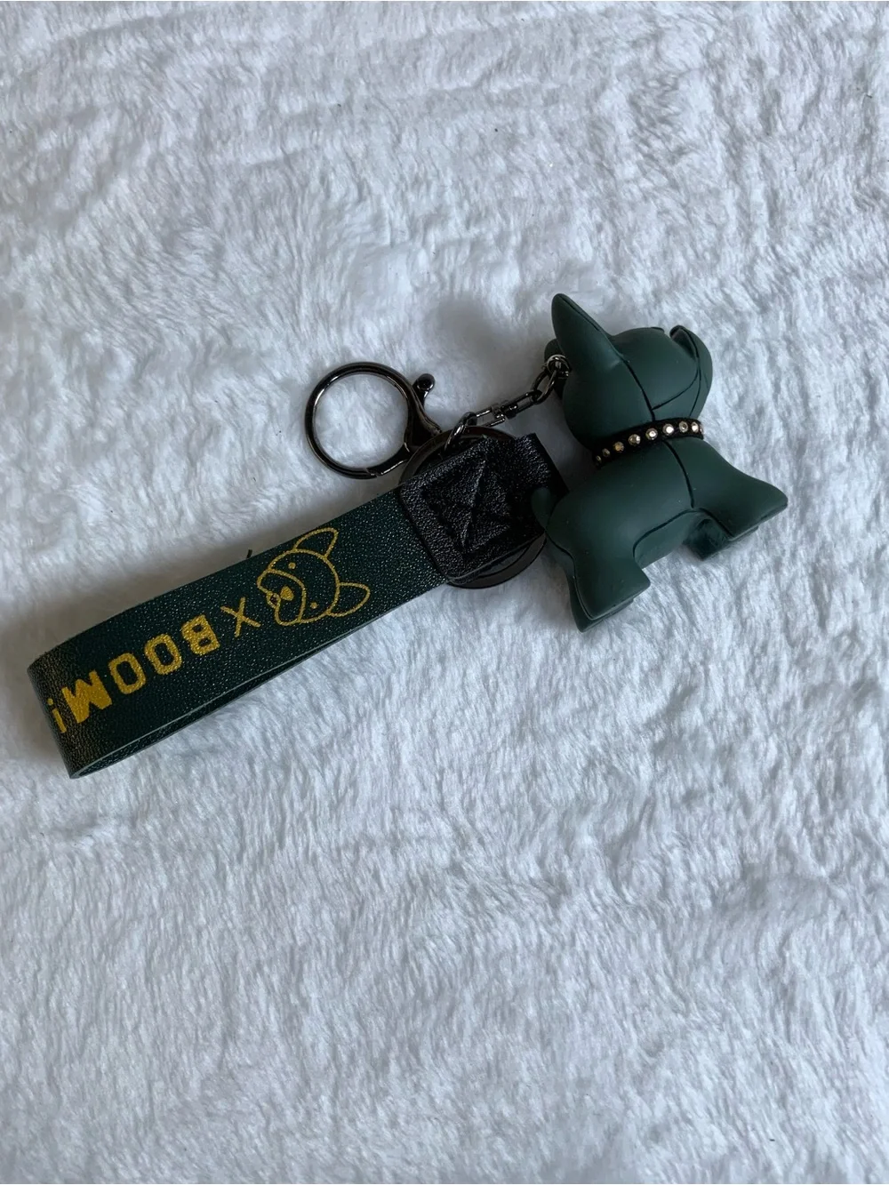 Green French Bulldog Keychain Charm